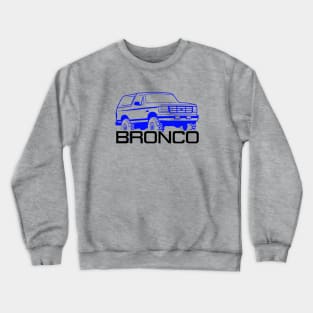 1992-1996 Bronco Front Side w/tires, blue/black print Crewneck Sweatshirt